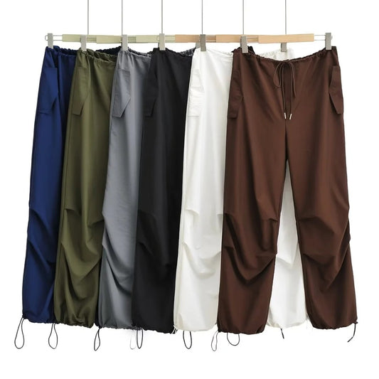 Women's Low Waist Parachute Cargo Pants